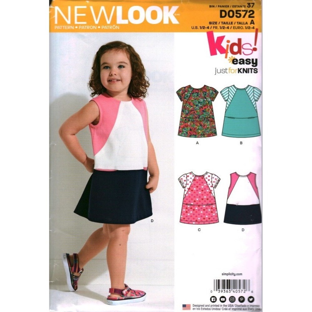 New Look D0572 Kids Easy Sewing Pattern Toddler Knit Dress Top Size 1/2-4